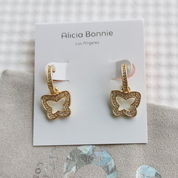 Alicia Bonnie Gold Crystal Pave Emilie Drop Earrings NEW - Picture 1 of 4